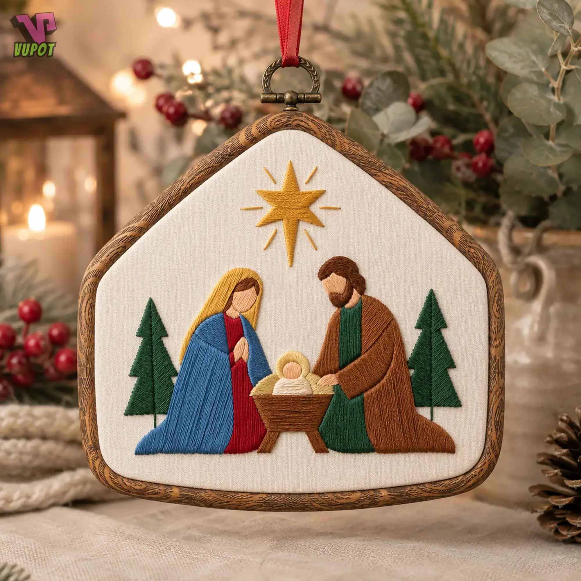 Nativity Embroidery Hoop, Jesus Birth Ornament, Holy Family Christmas Decor, Christian Embroidered Wall Hanging, Handmade Christmas Gift