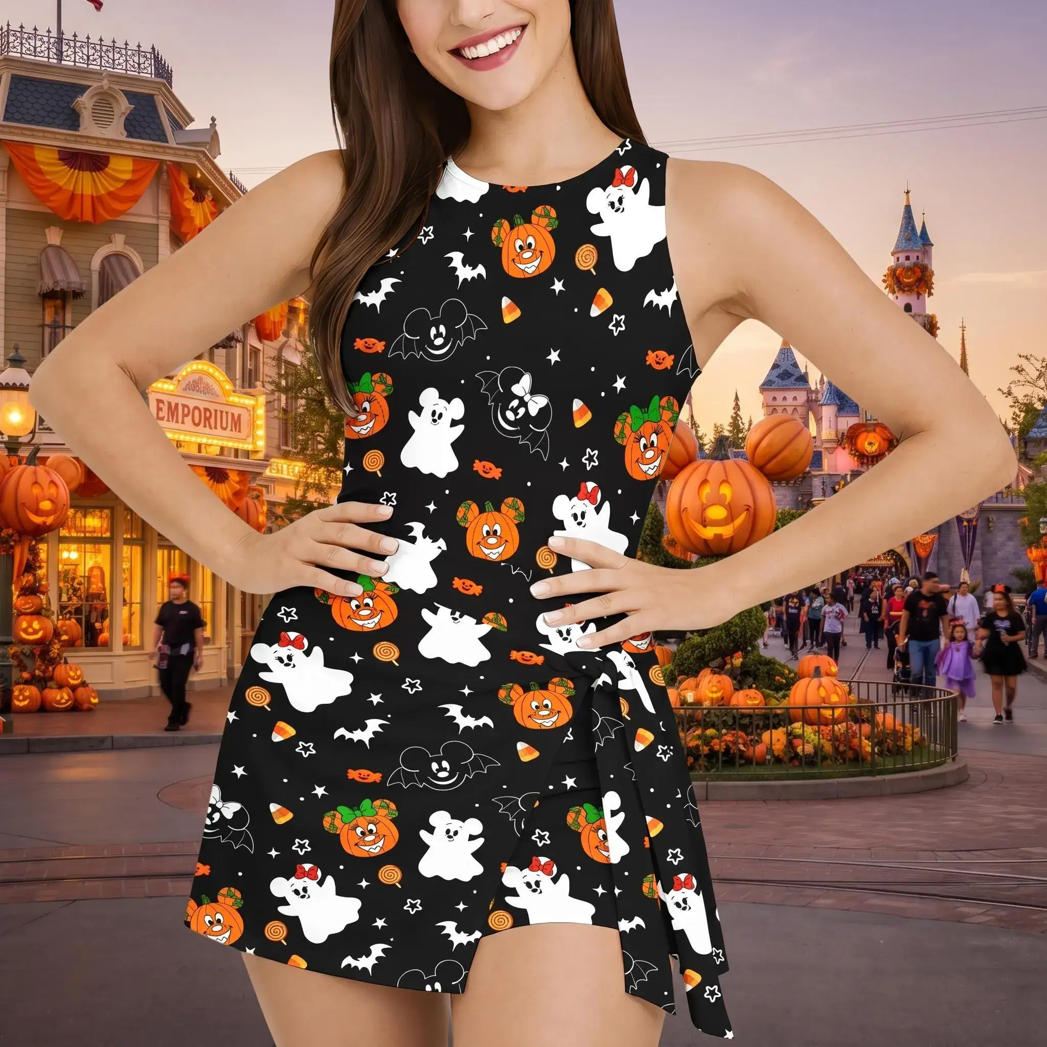 Halloween Mickey Mouse Boo Wrap Skort , Mickey Ghost Dress, Magic Kingdom Gift, Mickey Is Not So Scary Halloween Party Outfit, Mickey Dress