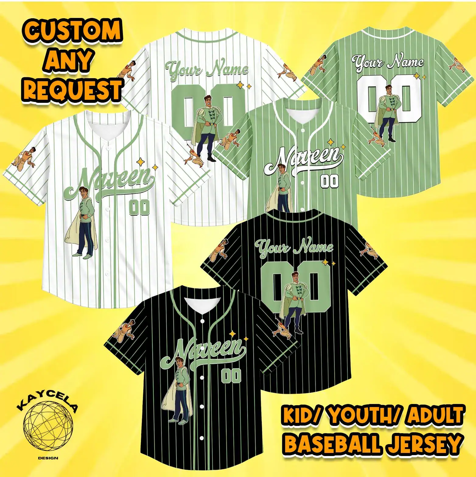 Princess and the Frog Prince Naveen Jersey Shirt, Disney Princess and the Frog Baseball Jersey, Prince Naveen Cosplay, Birthday Gift