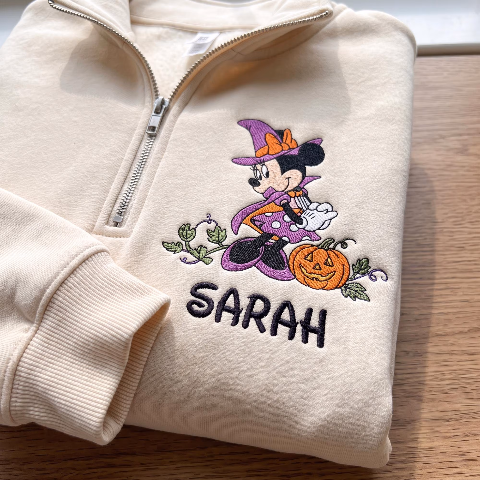 Personalized Halloween Quarter Zip Sweatshirt, Spooky Magical Land Sweatshirt, Family Matching Tee, Pumpkin Witch Couple Tee, Fall Gift - Image 2