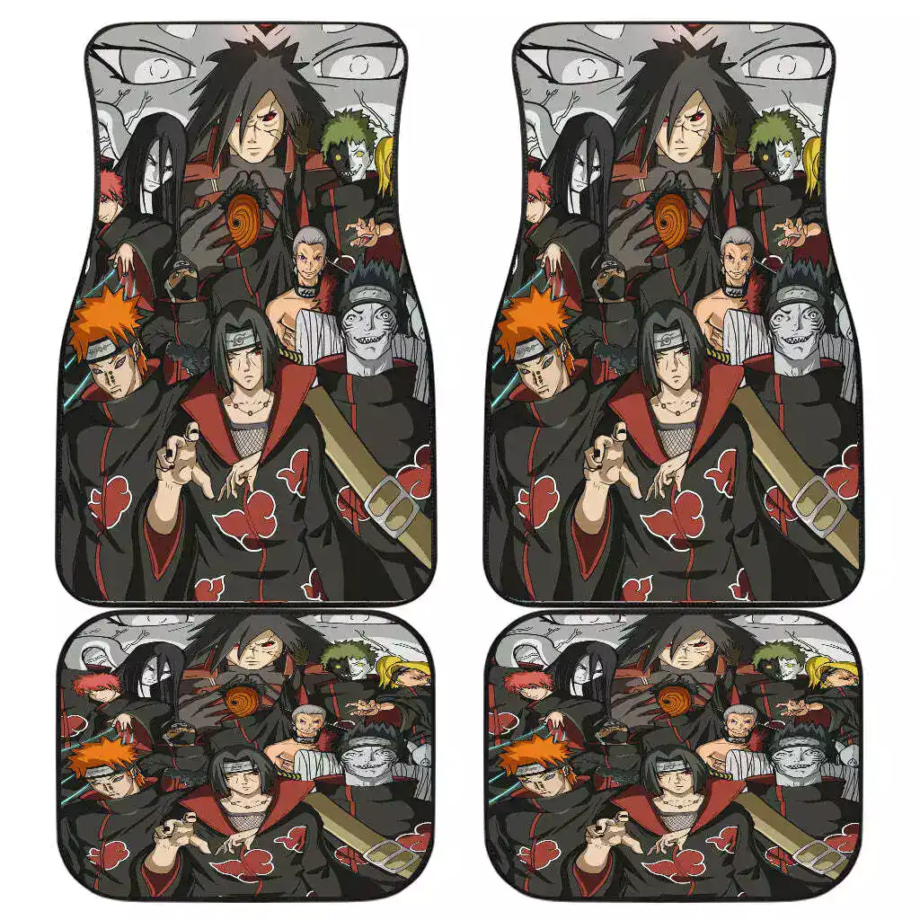 Akatsuki Naruto Team Custom Car Floor Mats Universal Fit Anime Auto Accessories