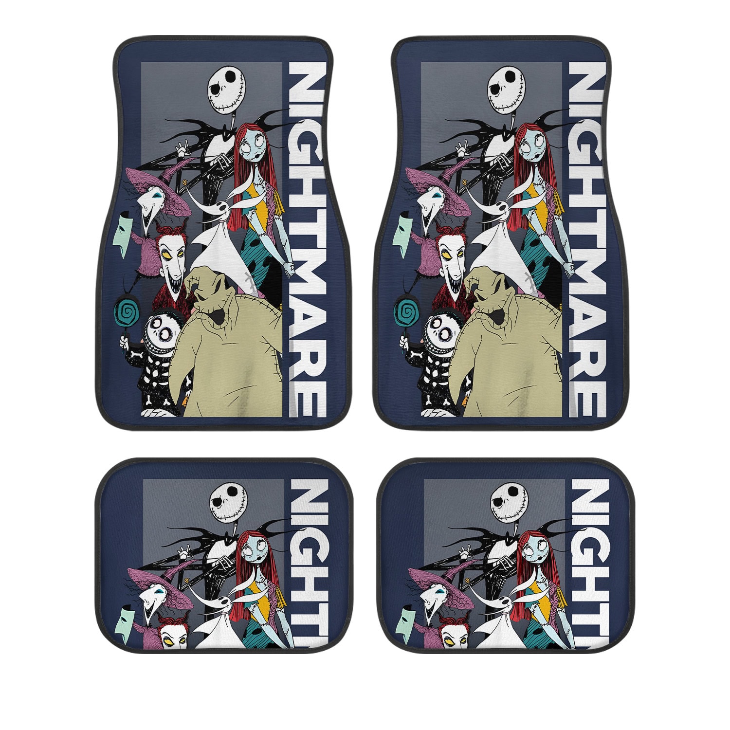 The Nightmare Before Christmas Vehicle Floor Mats Universal Fit 4PCS Premium Auto Carpet Set for Fans