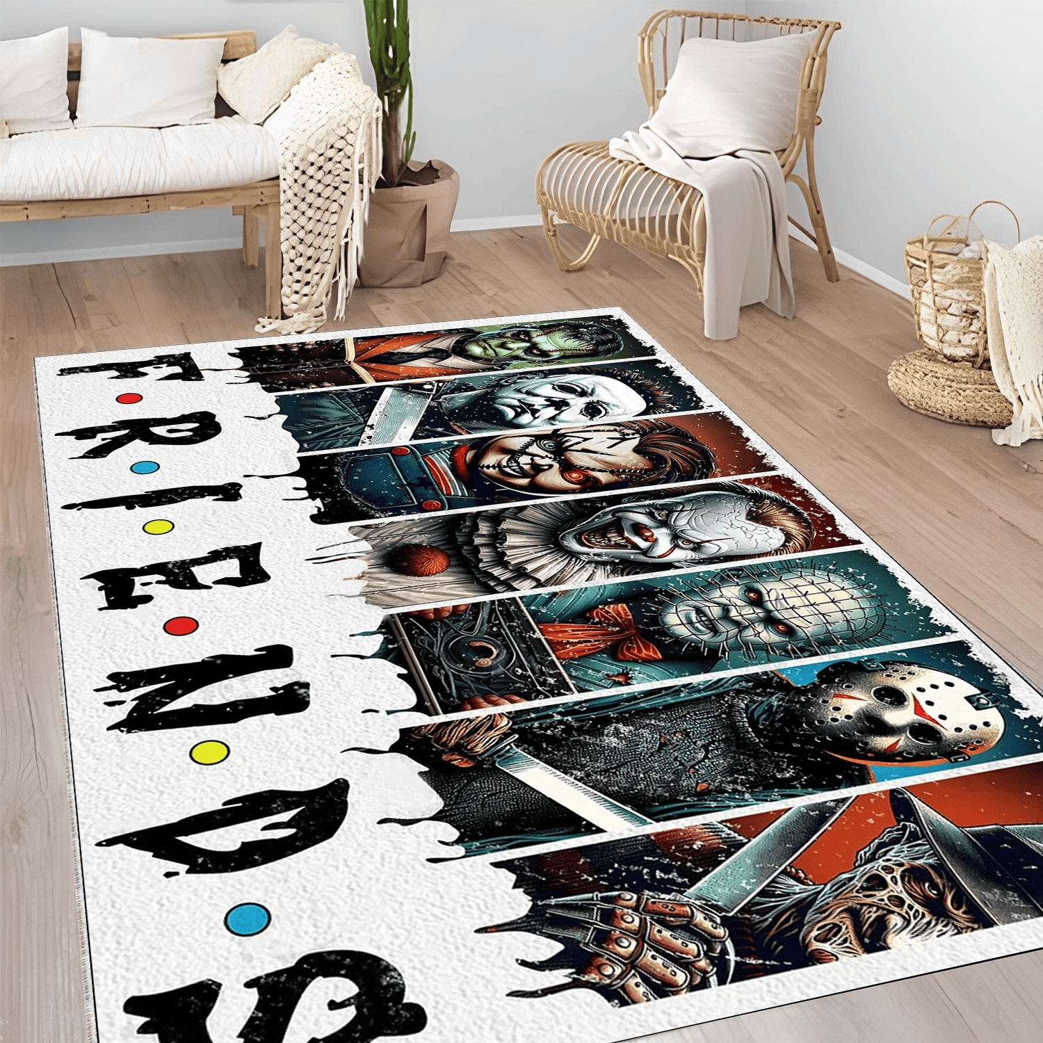 Regtangle Rug Friend horror halloween Premium Area Rug Non-Slip Living Room Carpet Home Decor Gift