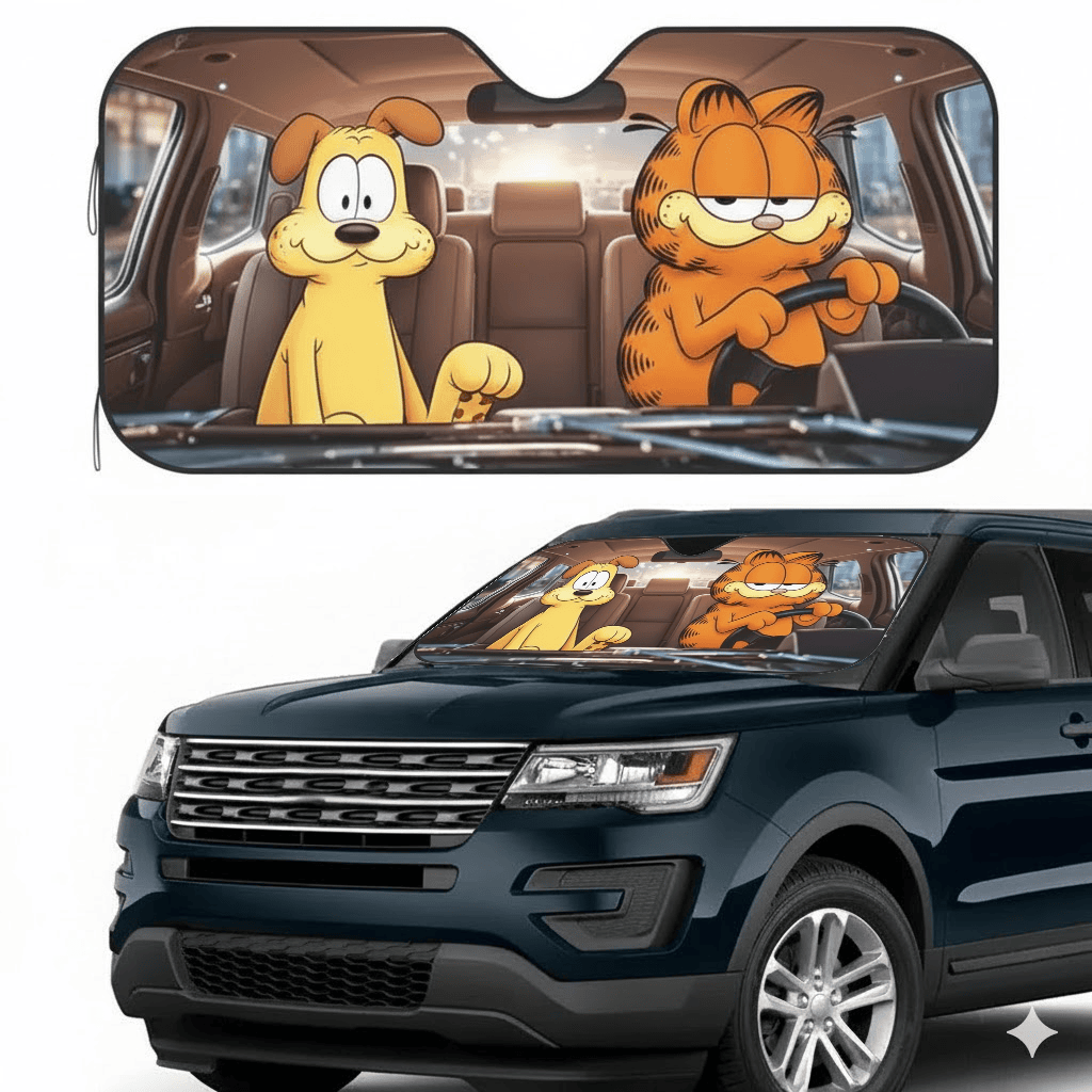 Garfield and Friends Auto Windshield Sun Shade Reflective Front Window Visor Gift for Fans