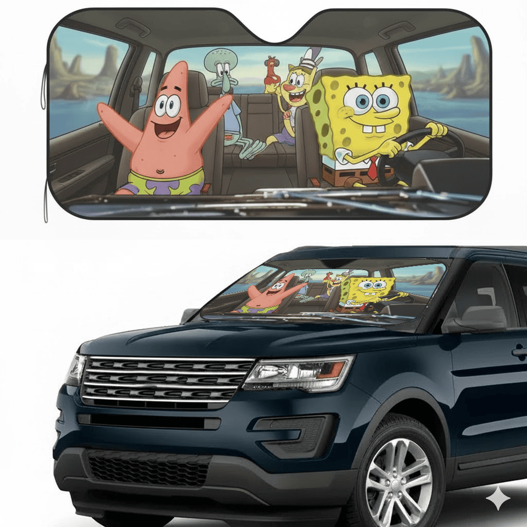 SpongeBob SquarePants Front Window Sunshade UV Reflective Auto Visor for Fans