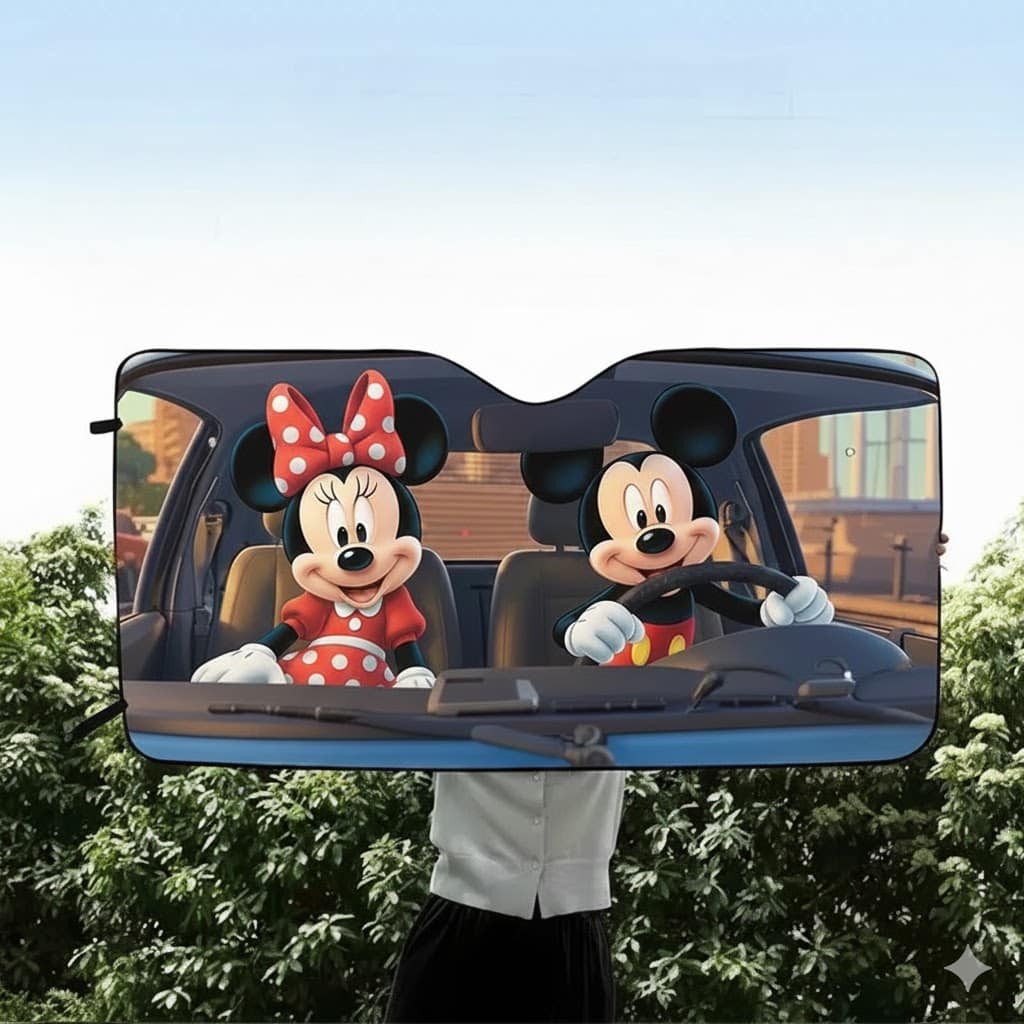 Mickey Mouse Front Window Sunshade UV Reflective Auto Visor for DN Fans