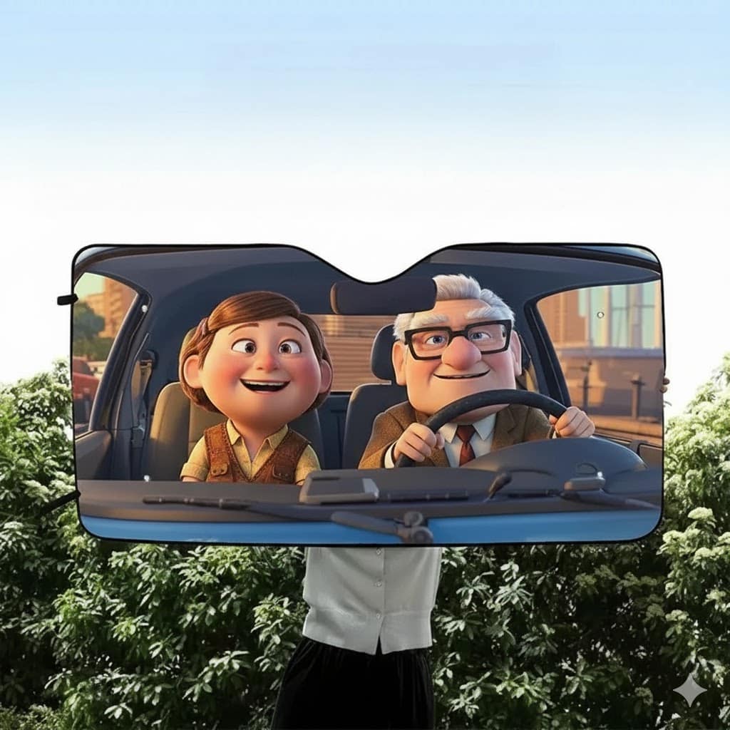 Premium UP Foldable Car Sunshade UV Heat Shield Windshield Visor for DN Fans