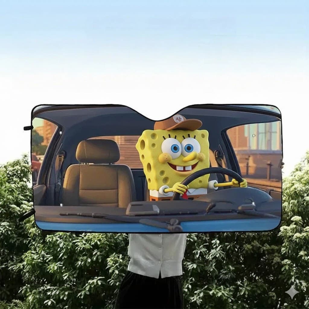 SpongeBob SquarePants Front Window Sunshade UV Reflective Auto Visor for Fans