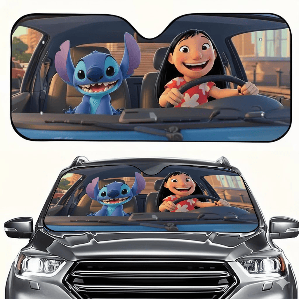 Lilo & Stitch Car Windshield Sunshade Foldable UV Protection Front Window Cover Gift for Fans