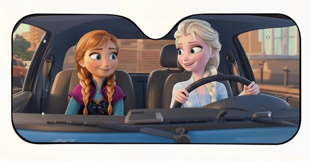 – Frozen Car Sunshade Frozen Universal Car Sunshade Heat Insulation Windshield Protector Gift for DN Fans - Image 1