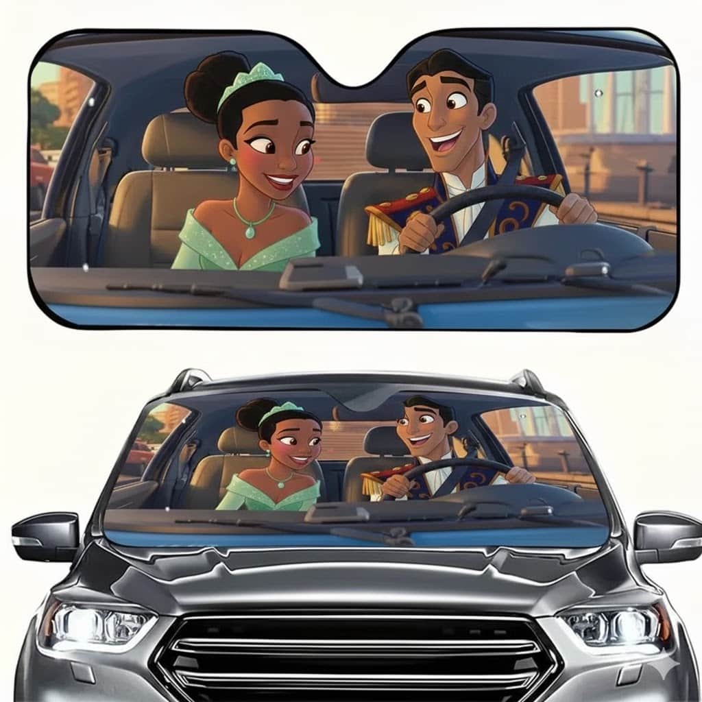 The Princess and the Frog Auto Windshield Sun Shade Reflective UV Block Front Window Cover for Fans
