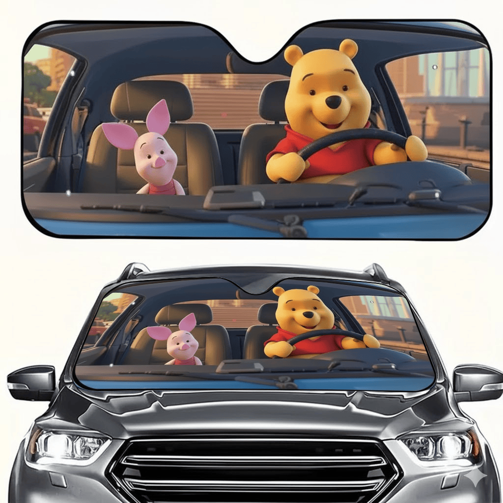 Winnie-the-Pooh Car Windshield Sunshade Foldable UV Protection Front Window Cover Gift for DN Fans