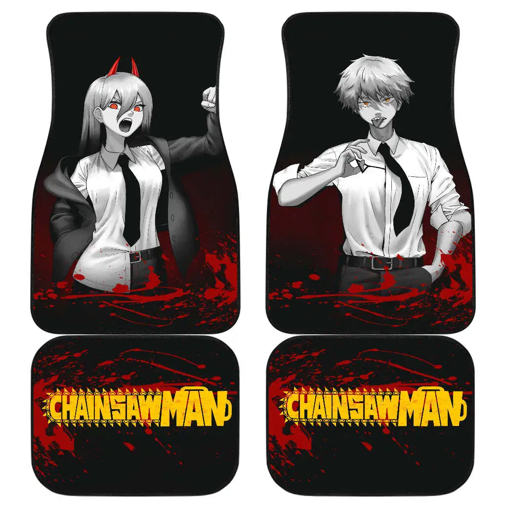Chainsaw Man Denji x Power Custom Car Floor Mats Anime Auto Accessories