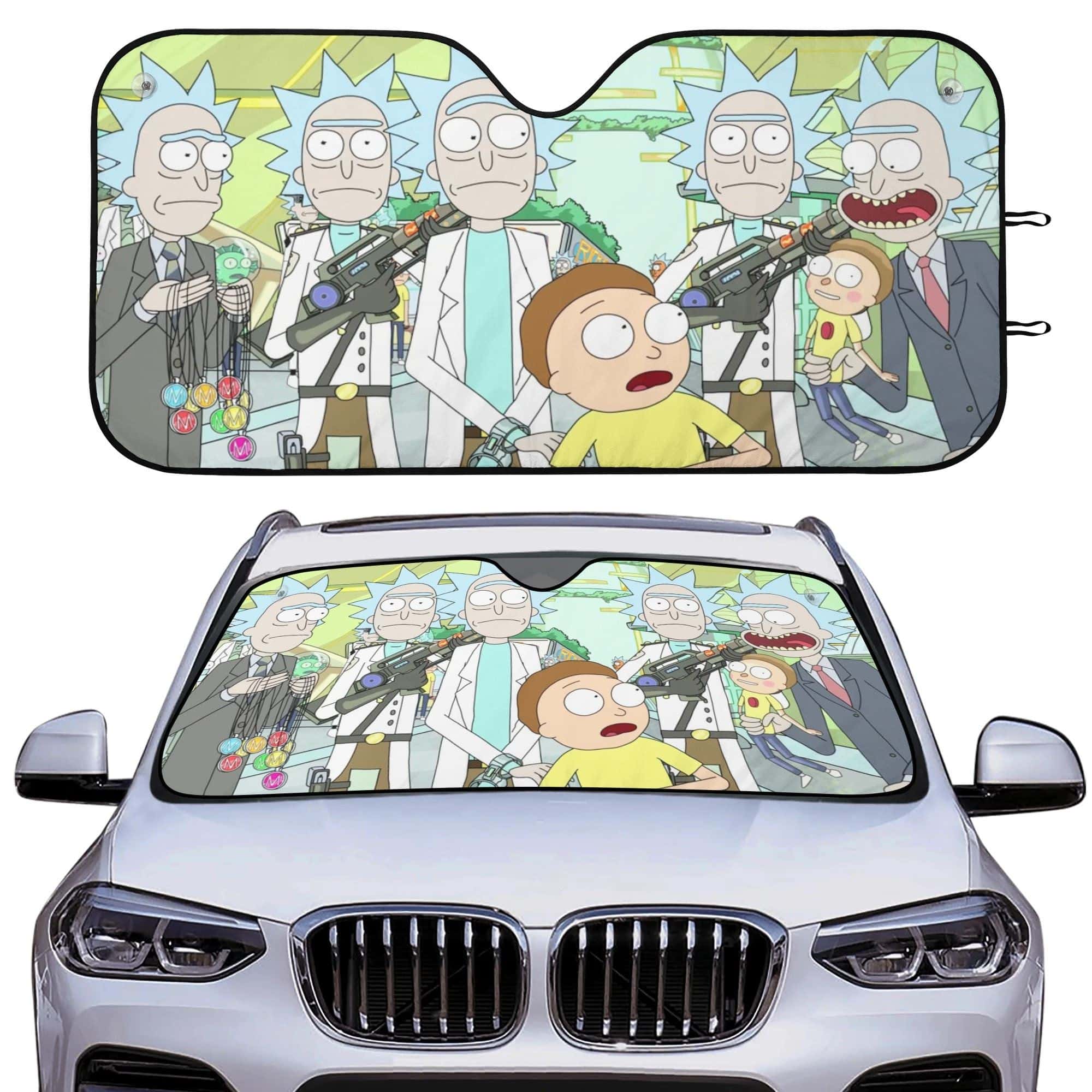 Rick and Morty Front Window Sunshade UV Reflective Auto Visor for Anime Fans