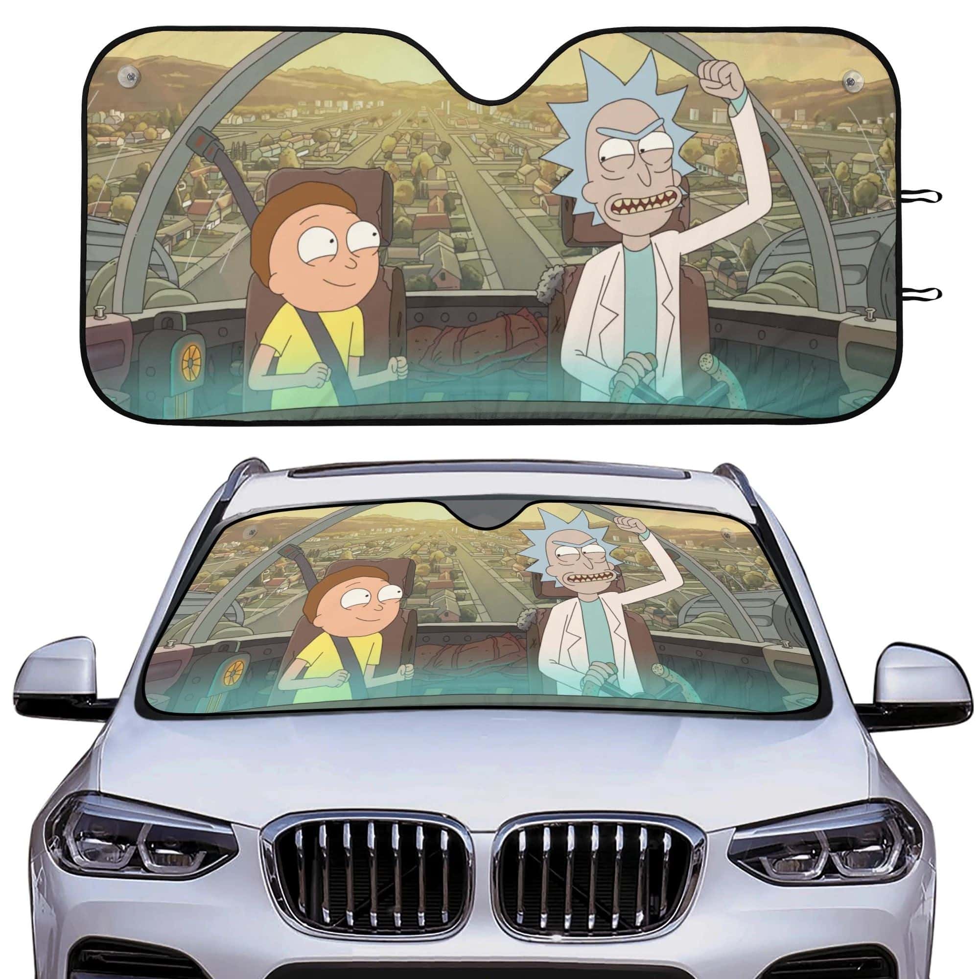 Rick and Morty Car Windshield Sunshade Foldable UV Protection Front Window Cover Gift for Anime Fans
