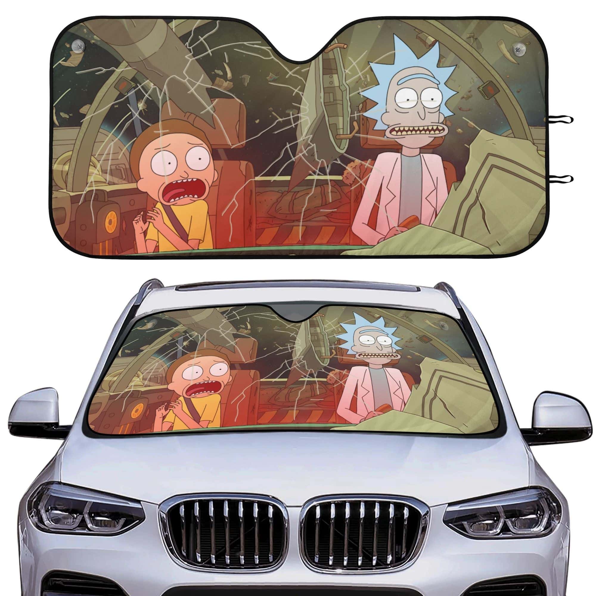 Rick and Morty Universal Car Sunshade Heat Insulation Windshield Protector Gift for Anime Fans