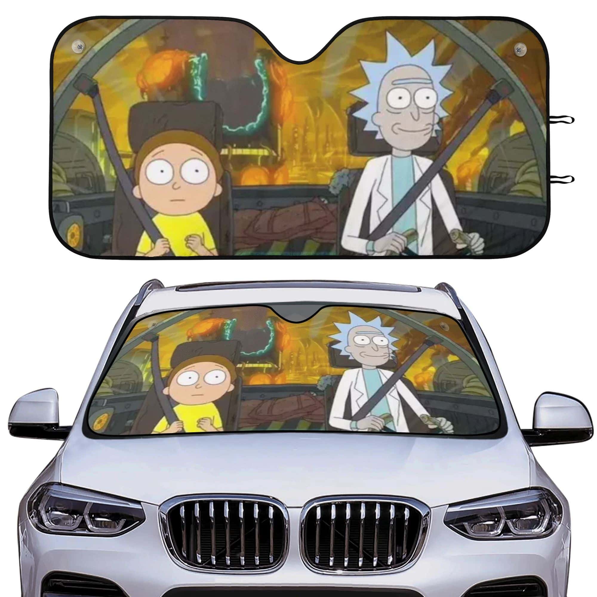 Rick and Morty Auto Windshield Sun Shade Reflective UV Block Front Window Cover for Anime Fans