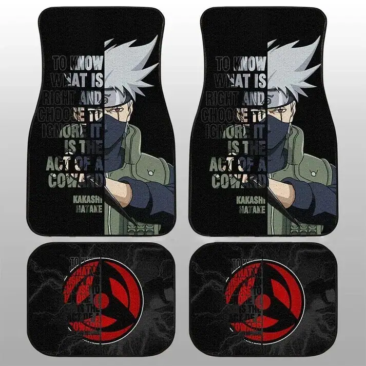 Hatake Kakashi Quotes Custom Car Floor Mats Naruto Anime Auto Accessories