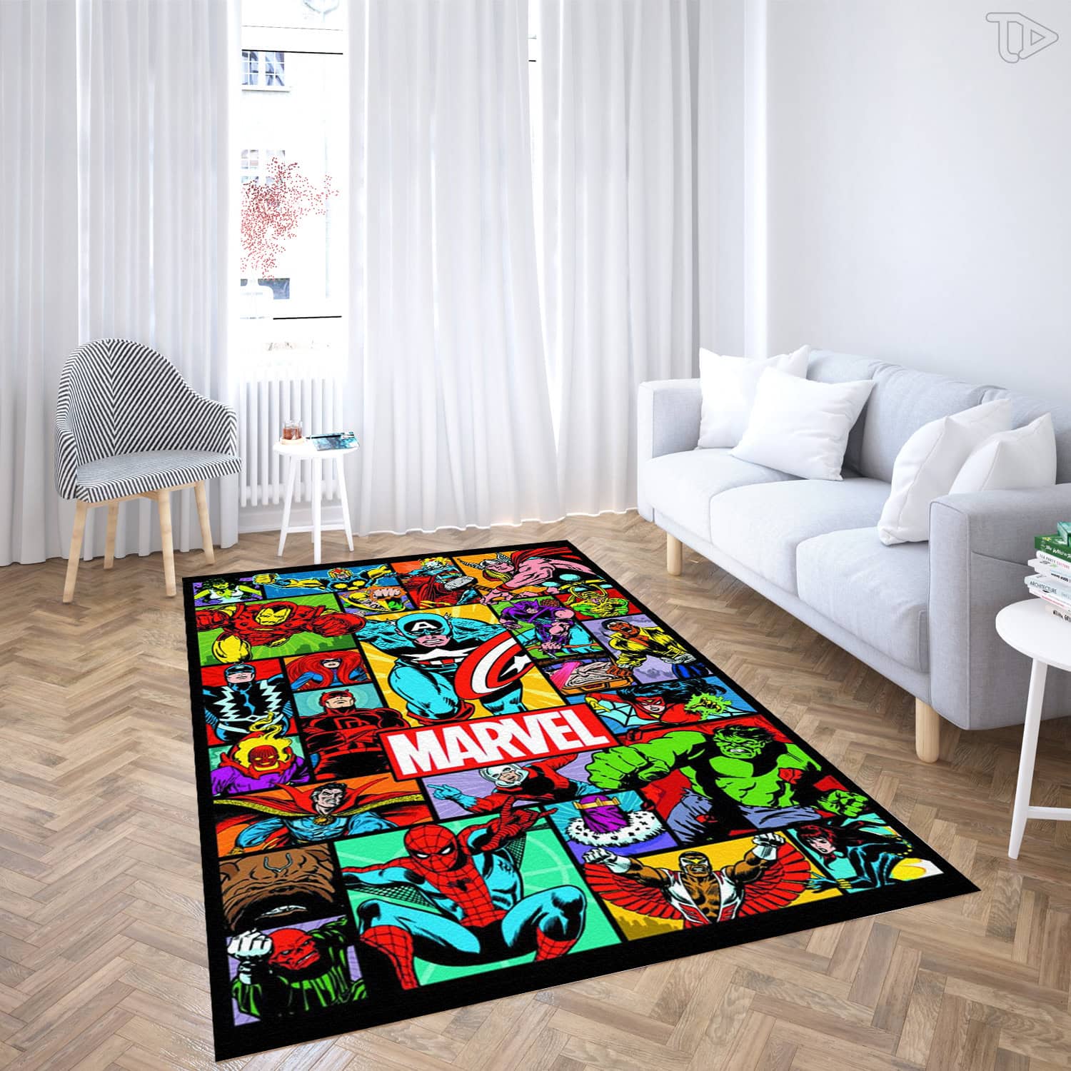 Classic MV Universe Rug Vintage Superhero Comic Grid Floor Art Washable Area Rug Stylish Living Room Floor Carpet