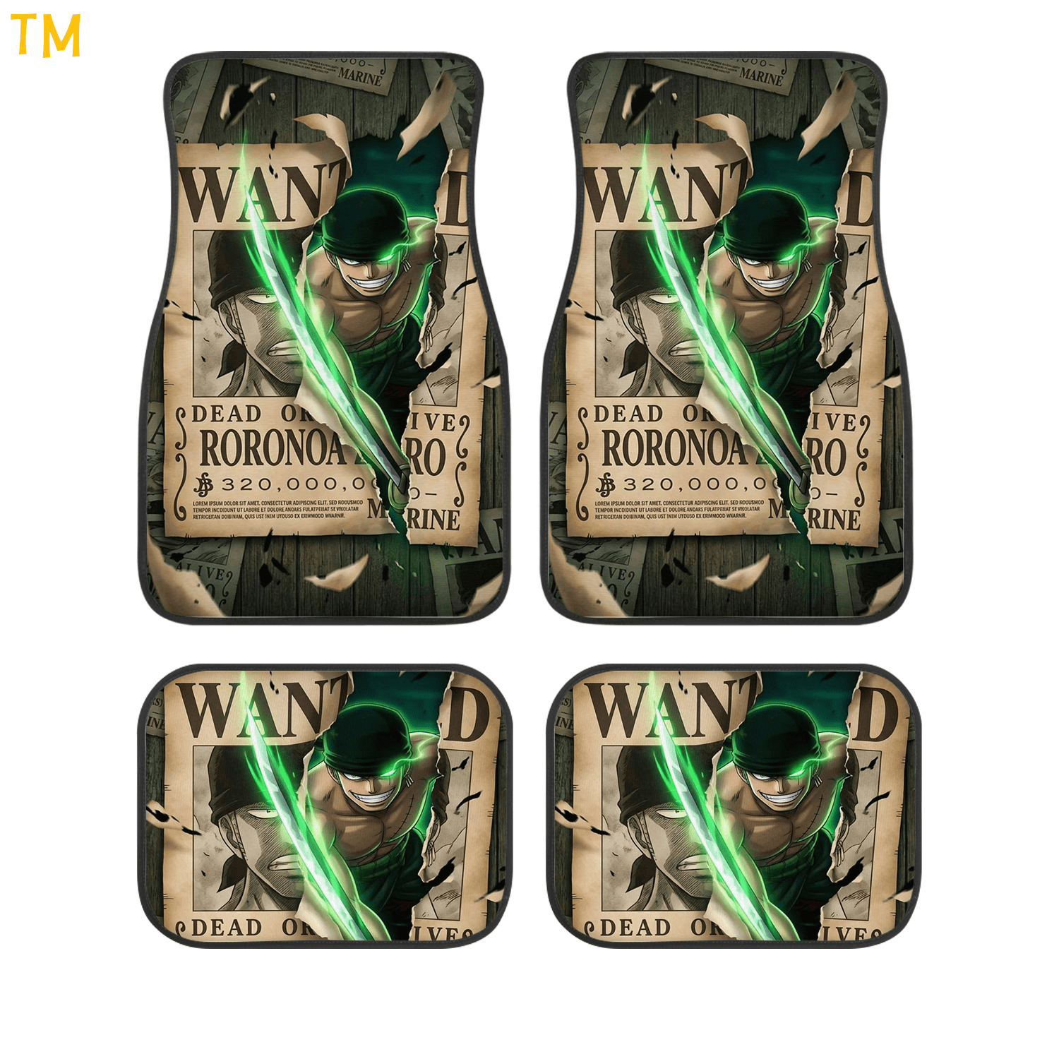 Premium OP Custom Car Floor Mats Universal Fit 4PCS Non-Slip Auto Carpet Set for Anime Fans