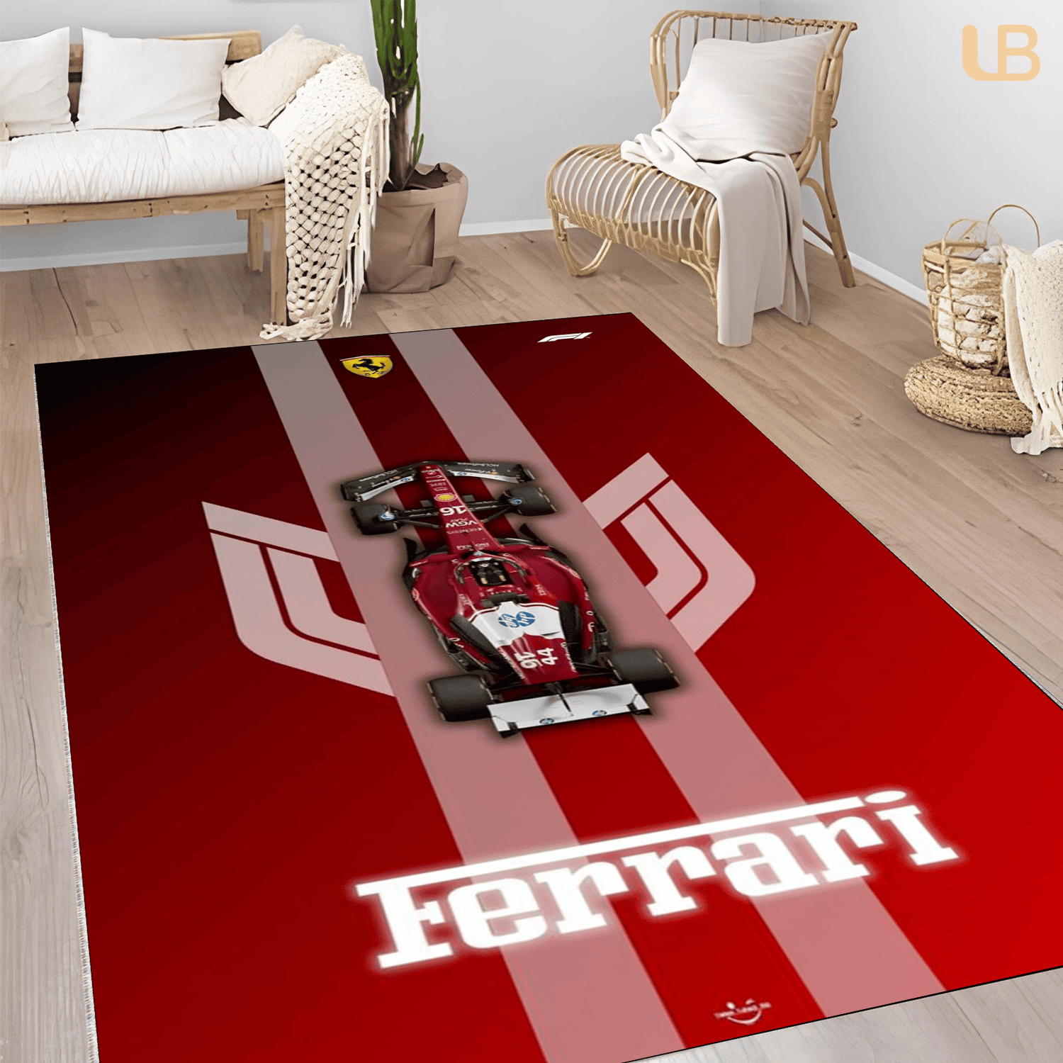 Elite Open Wheel Motorsport Mat Crimson Red Sleek Man Cave Area Rug
