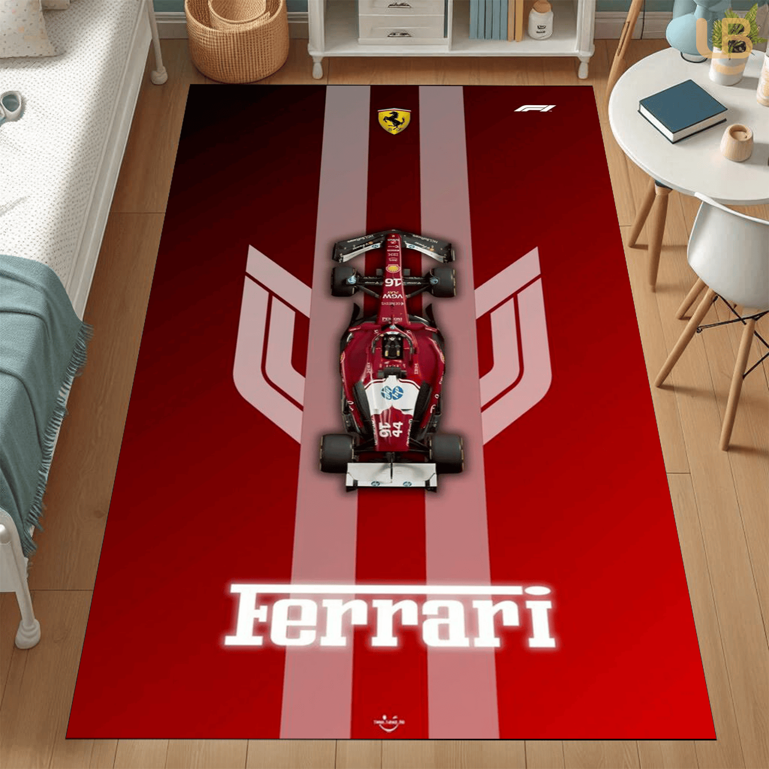 Elite Open Wheel Motorsport Mat Crimson Red Sleek Man Cave Area Rug - Image 2