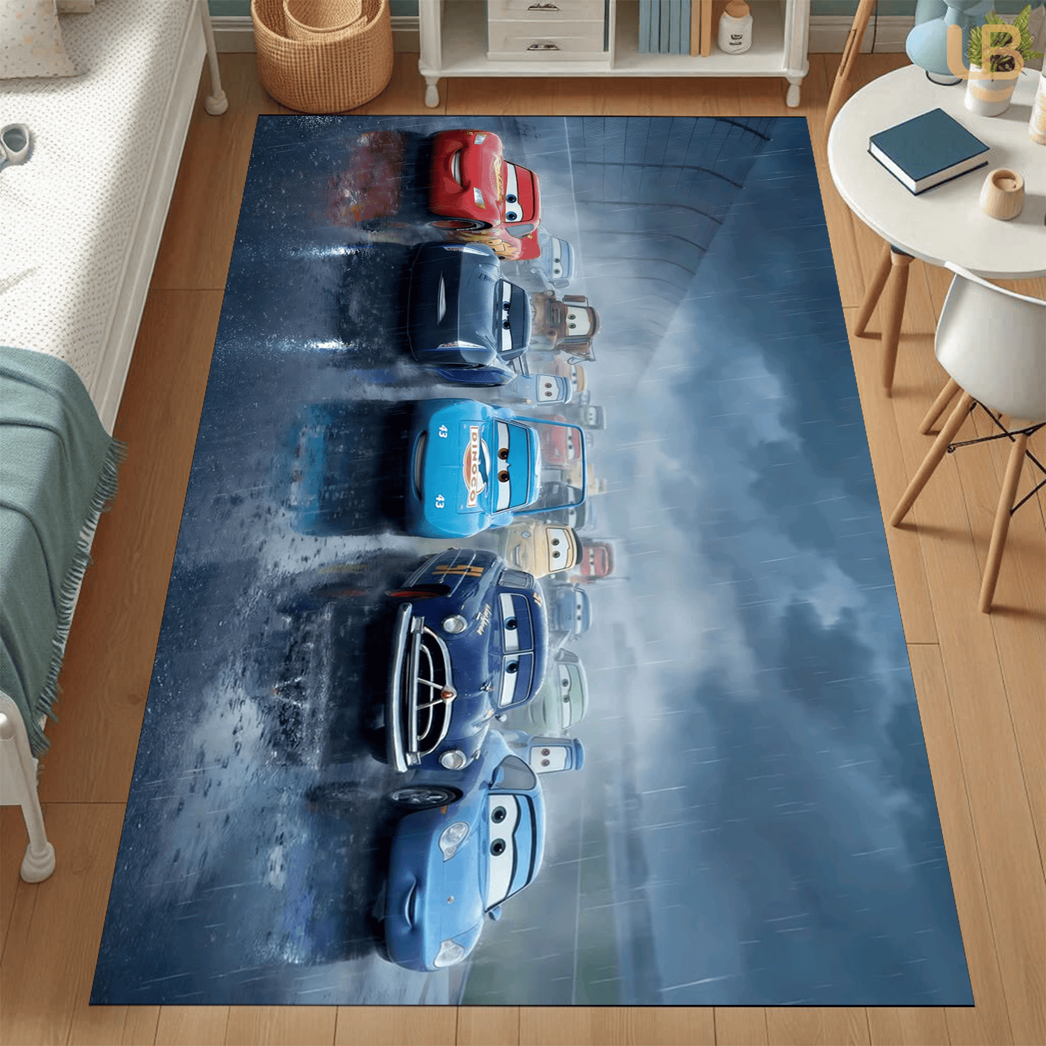 Elite Cinematic Movie Vehicles Mat Cool Blue Boy Bedroom Area Rug - Image 2