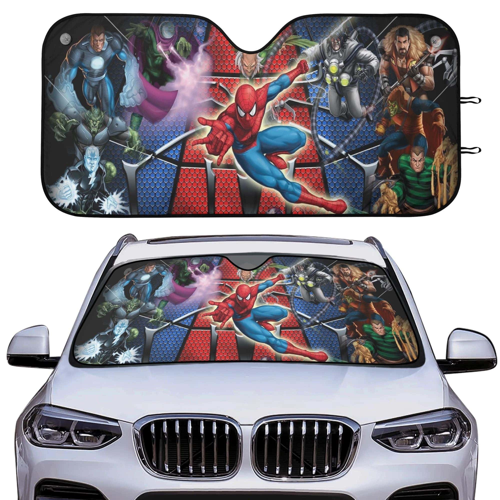 Spider Man Front Window Sunshade UV Reflective Auto Visor for Superhero Fans