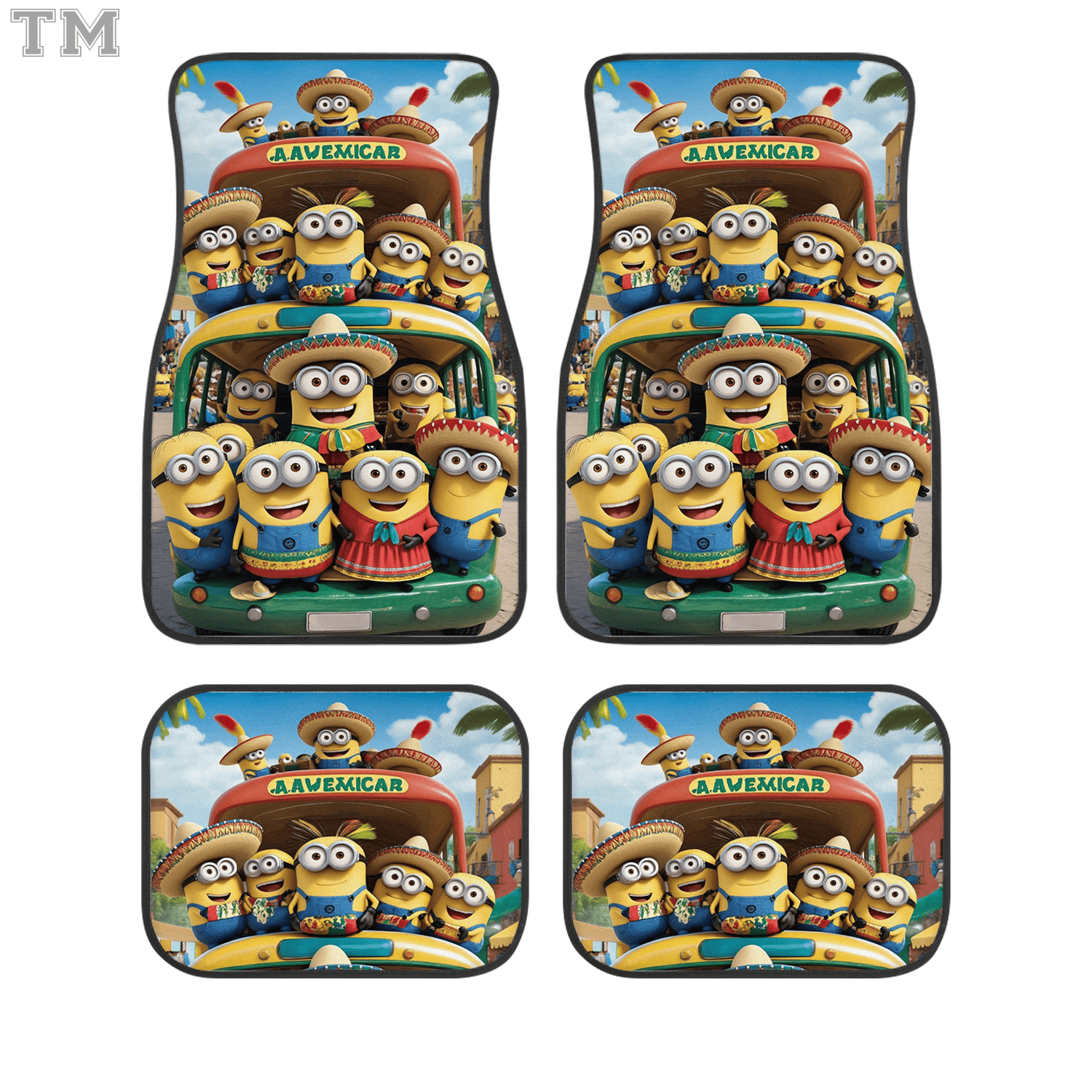 Premium MInions Custom Car Floor Mats Universal Fit 4PCS Non-Slip Auto Carpet Set for Fans