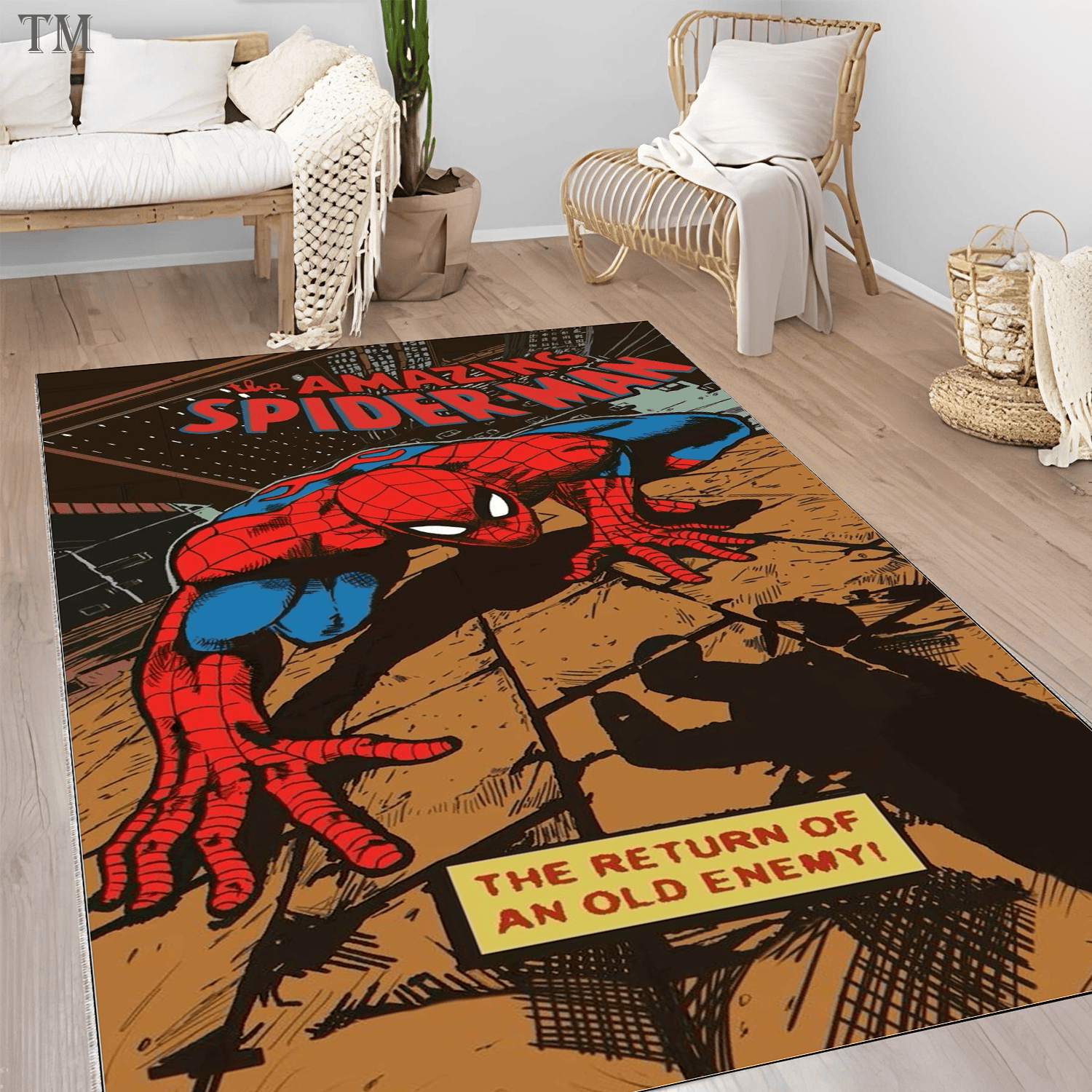 Elite Spider Shadow Battle Mat Classic Comic Book Style Area Rug