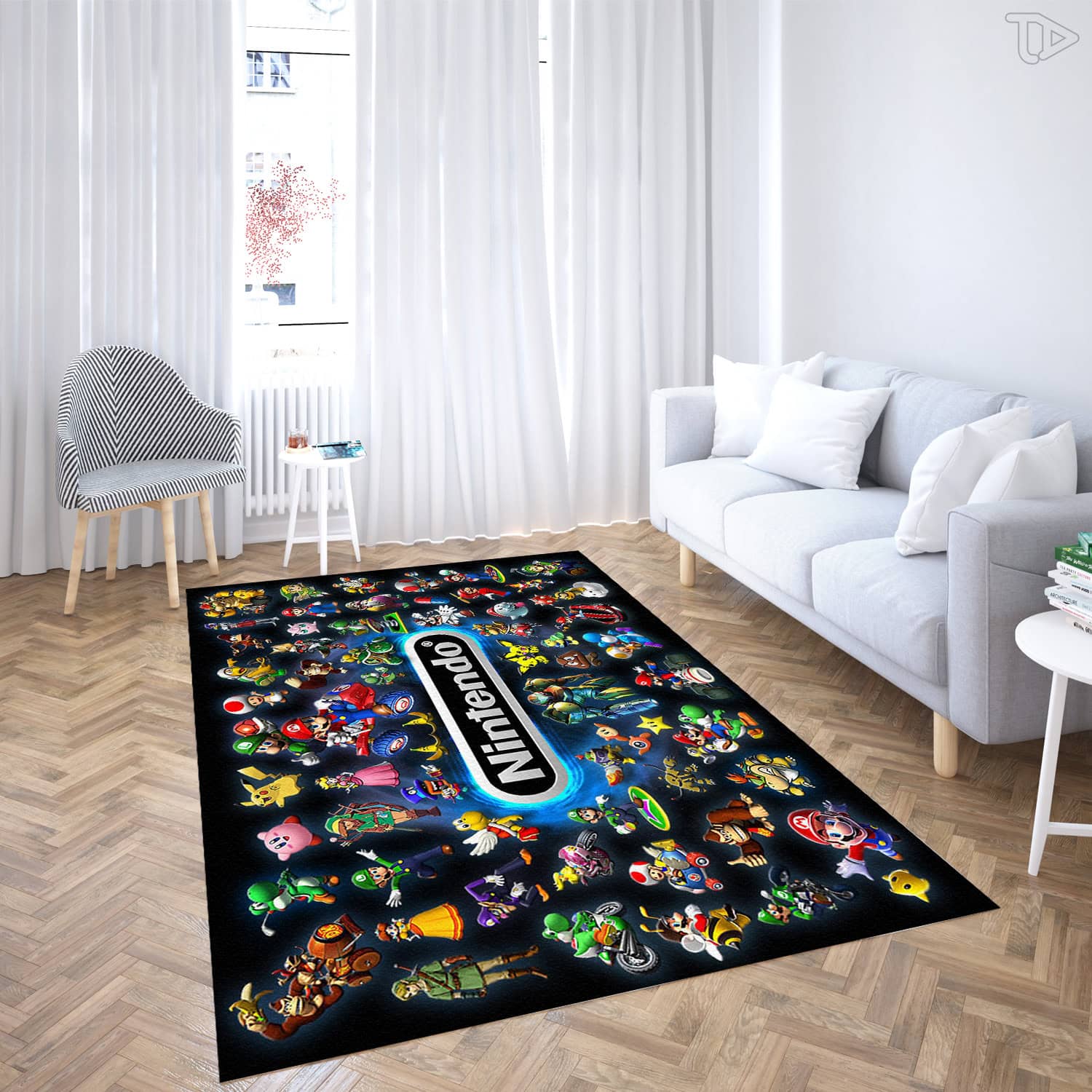 Retro Video Game Area Rug Classic Pixel Arcade Character Floor Mat for Gaming Room Decor Washable Area Rug Stylish Living Room Floor Carpet