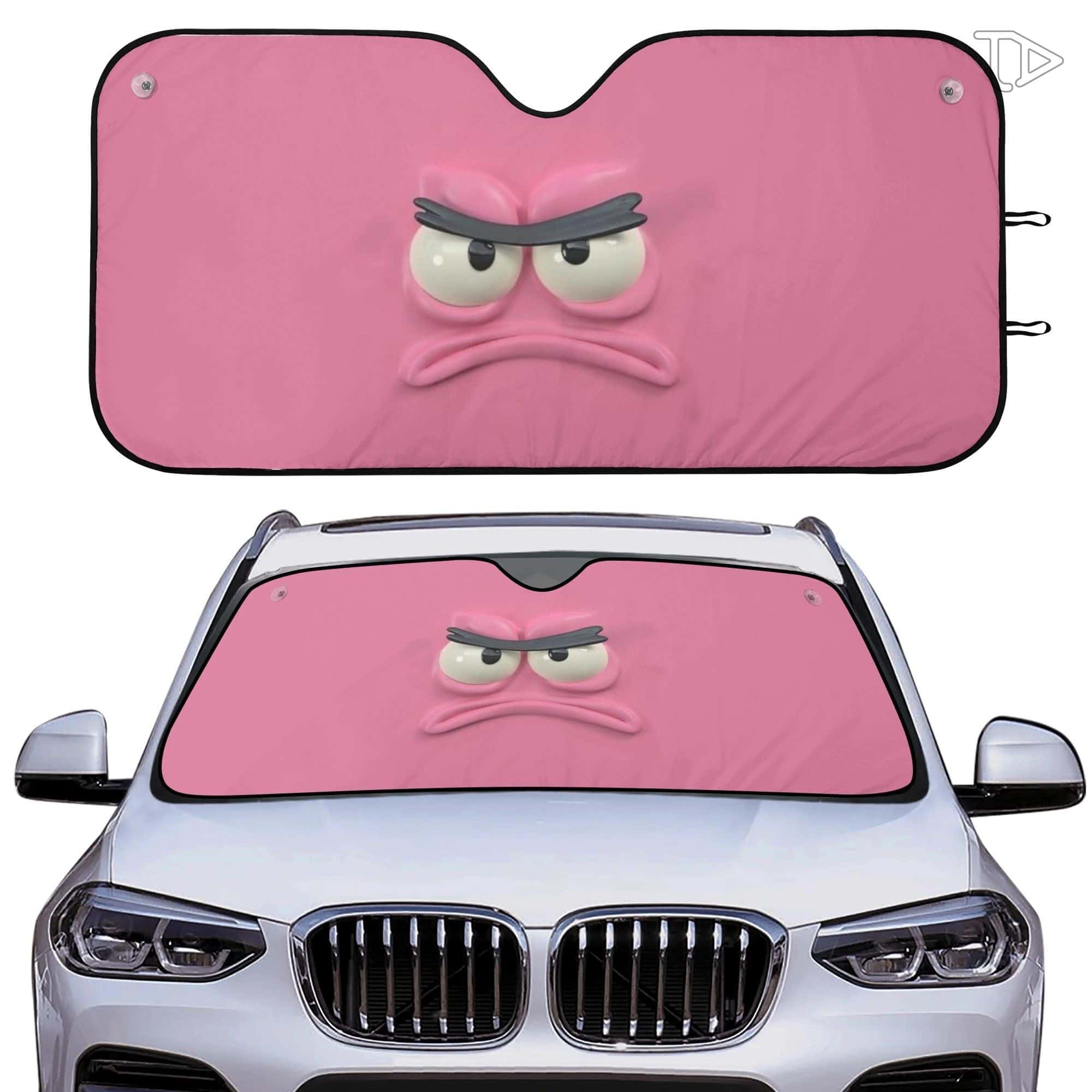 Funny Angry Pink Face Front Window Sunshade UV Reflective Auto Visor for Fans