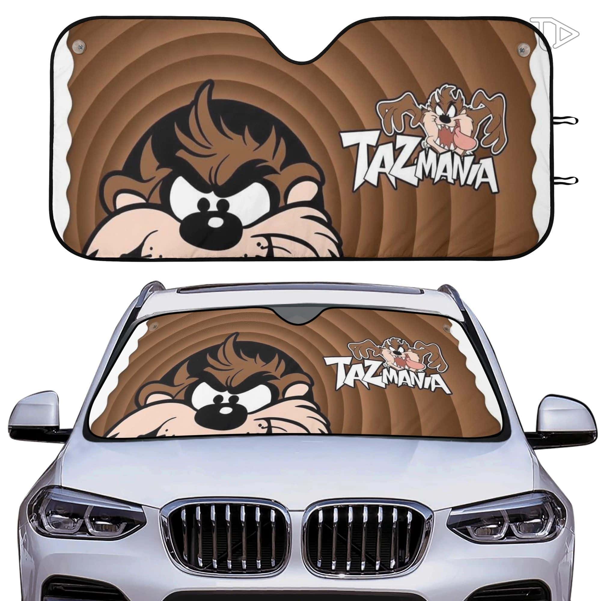 Premium Taz Tasmanian Devil Foldable Car Sunshade UV Heat Shield Windshield Visor for Fans