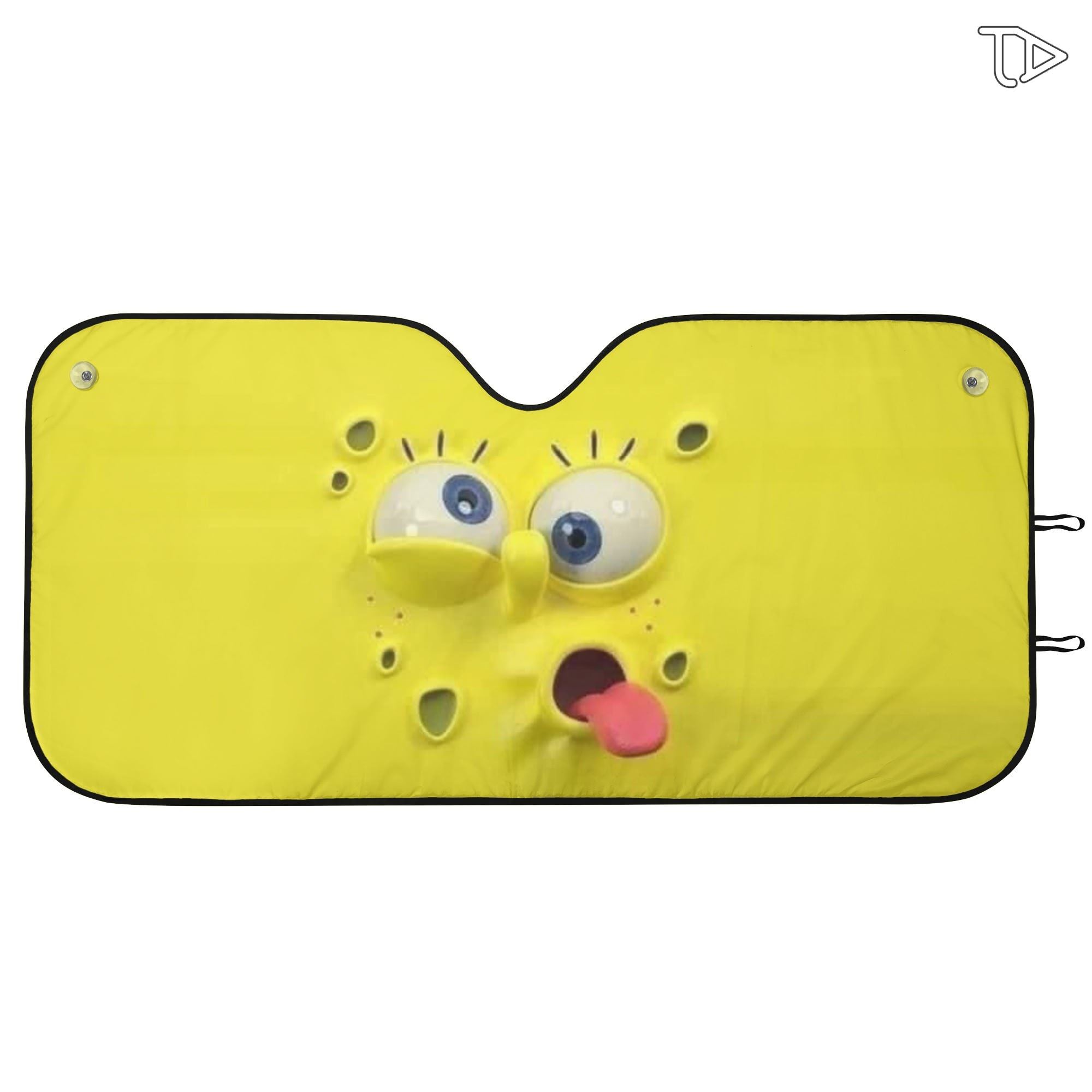 Funny SpongeBob Silly Face Car Windshield Sunshade Foldable UV Protection Front Window Cover Gift for Fans - Image 2