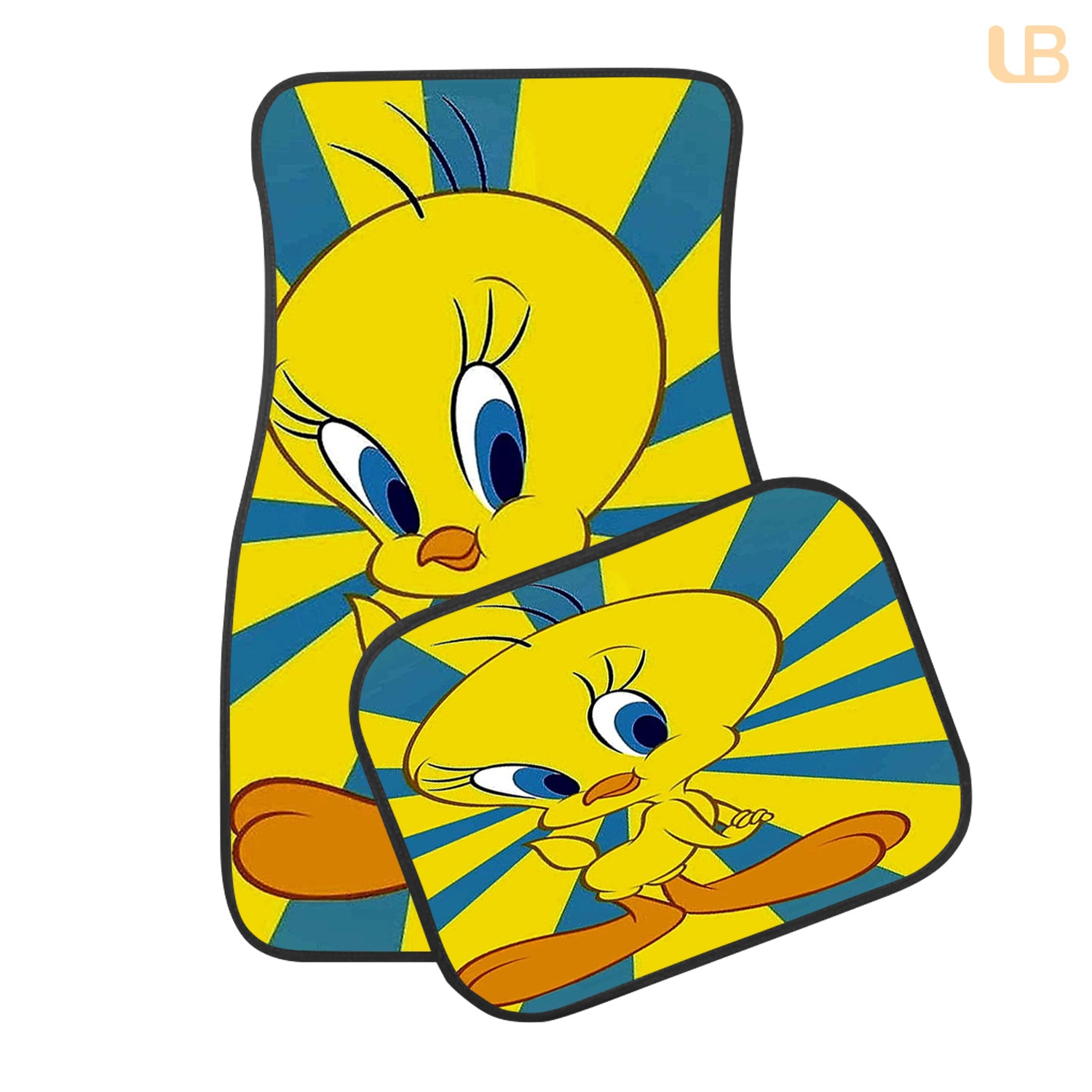 Tweety Bird Vintage Custom Car Floor Mats 4PCS Universal Fit Front & Rear All-Weather Auto Carpet Set Gift for Cartoon Fans - Image 2