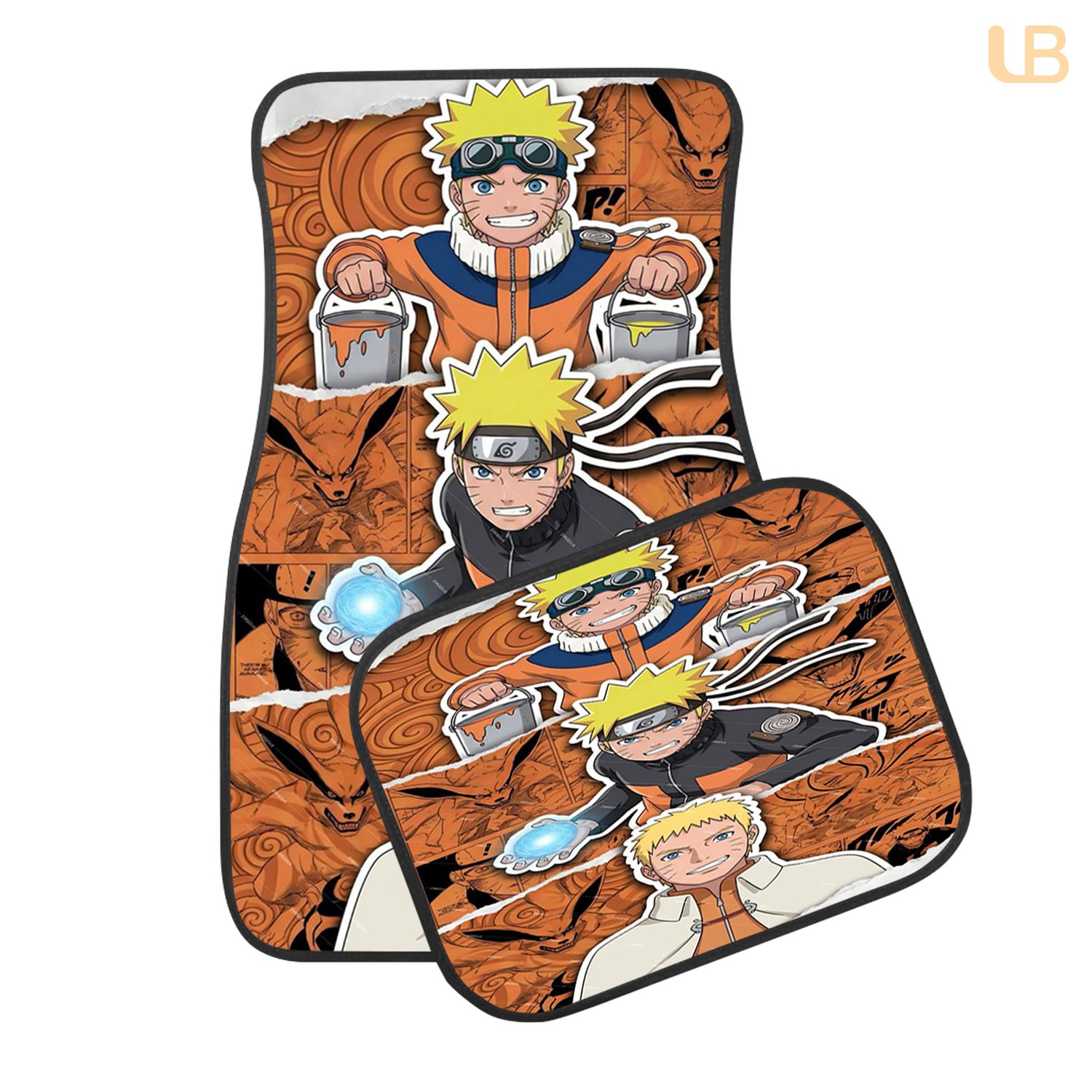 Naruto Uzumaki Naruto Custom Car Floor Mats 4PCS Universal Fit Front & Rear All-Weather Auto Carpet Set Gift for Anime Fans - Image 2