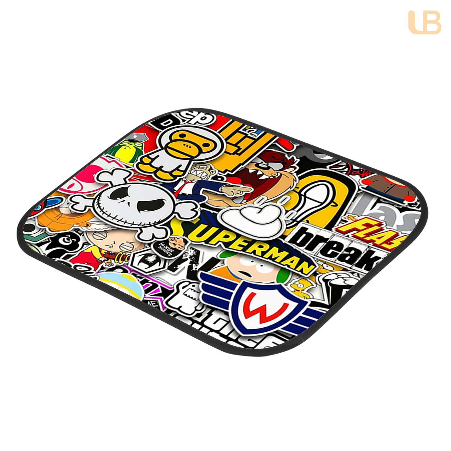 Cartoon Sticker Bomb Car Floor Mats, Universal Fit Non-Slip Auto Decor Set - Image 3