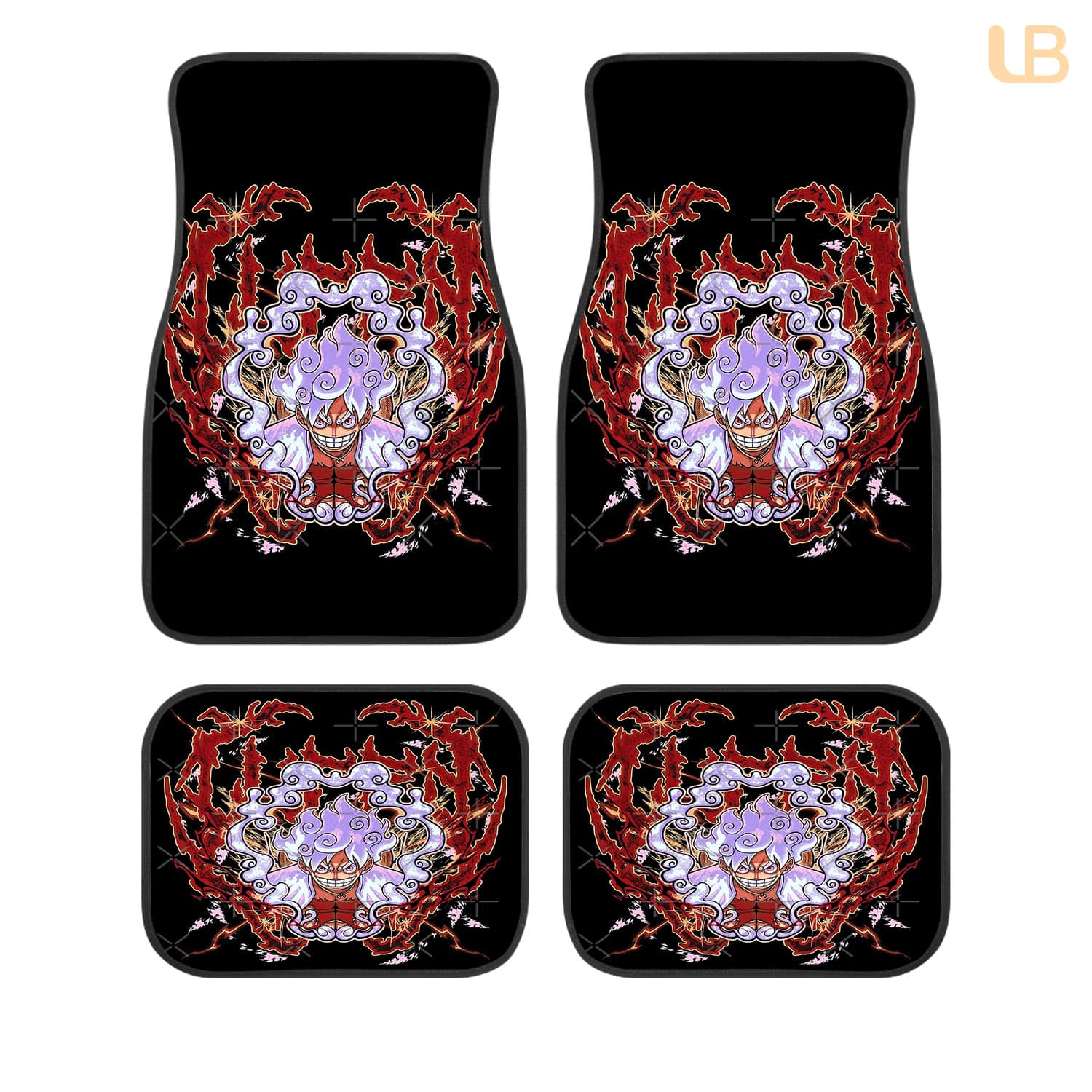 Luffy Gear 5 Car Floor Mats, OP Anime Universal Non-Slip Set