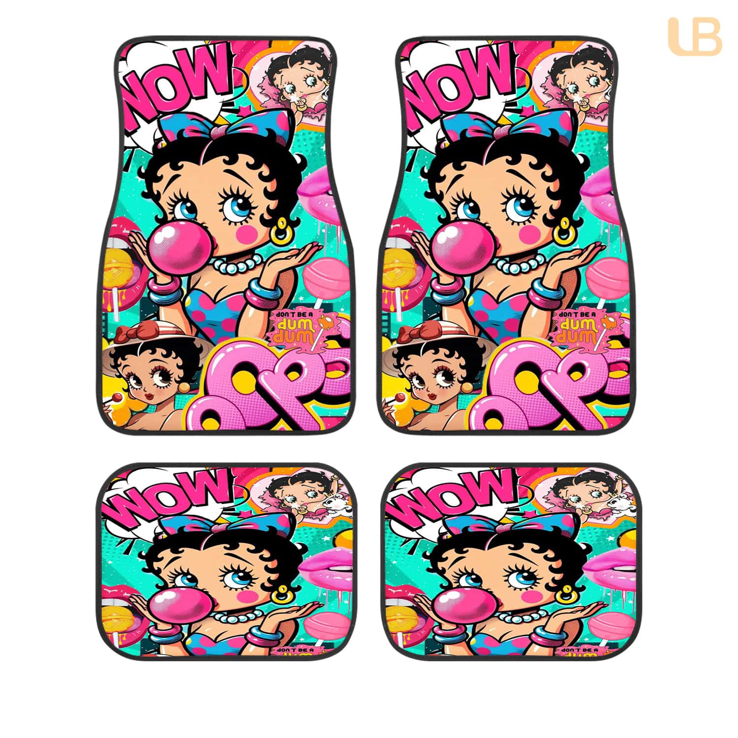 Betty Boop Car Floor Mats, Universal Fit Non-Slip Auto Accessories Set
