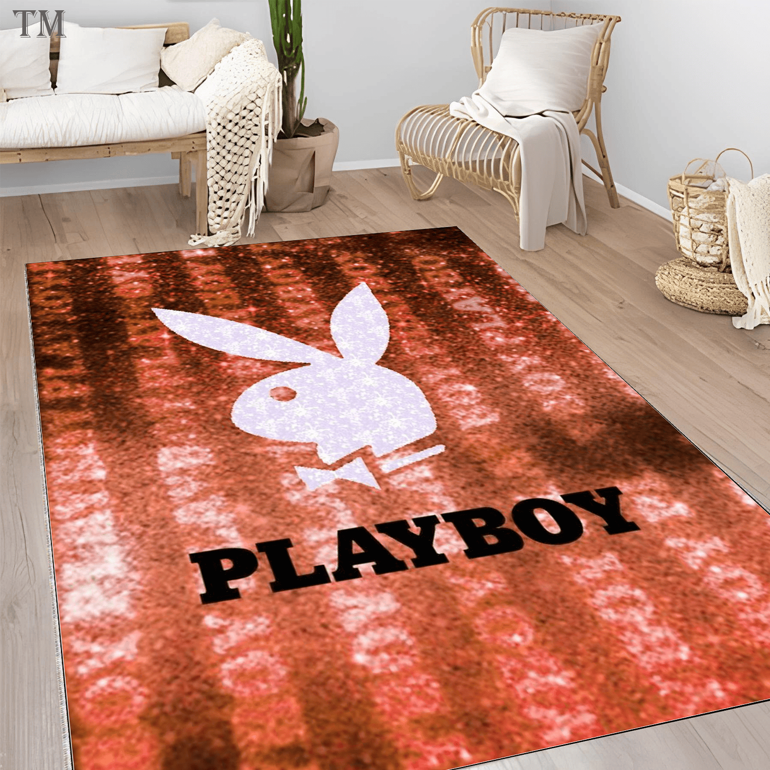 Rose Gold Glitter Bunny Rug Sparkly Orange Aesthetic Area Rug Luxury PB Inspired Floor Mat Glamorous Bedroom Decor Glittery Bunn Luxury Area Rug Soft Floor Carpet for Living Room Bedroom