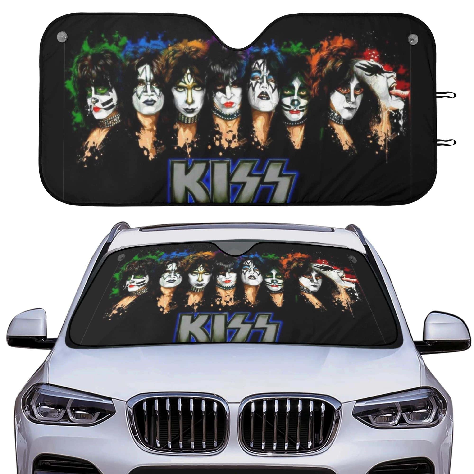 Classic Cartoon Friends on Bus Foldable Car Sunshade UV Heat Shield Windshield Cover for Fans