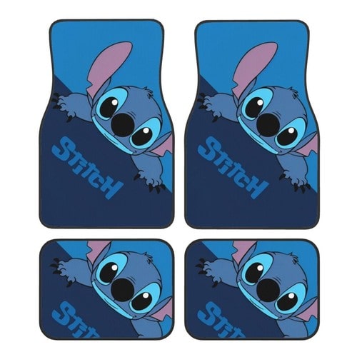 DN Stitch Blue Cartoon Custom Car Floor Mats 4PCS Universal Fit