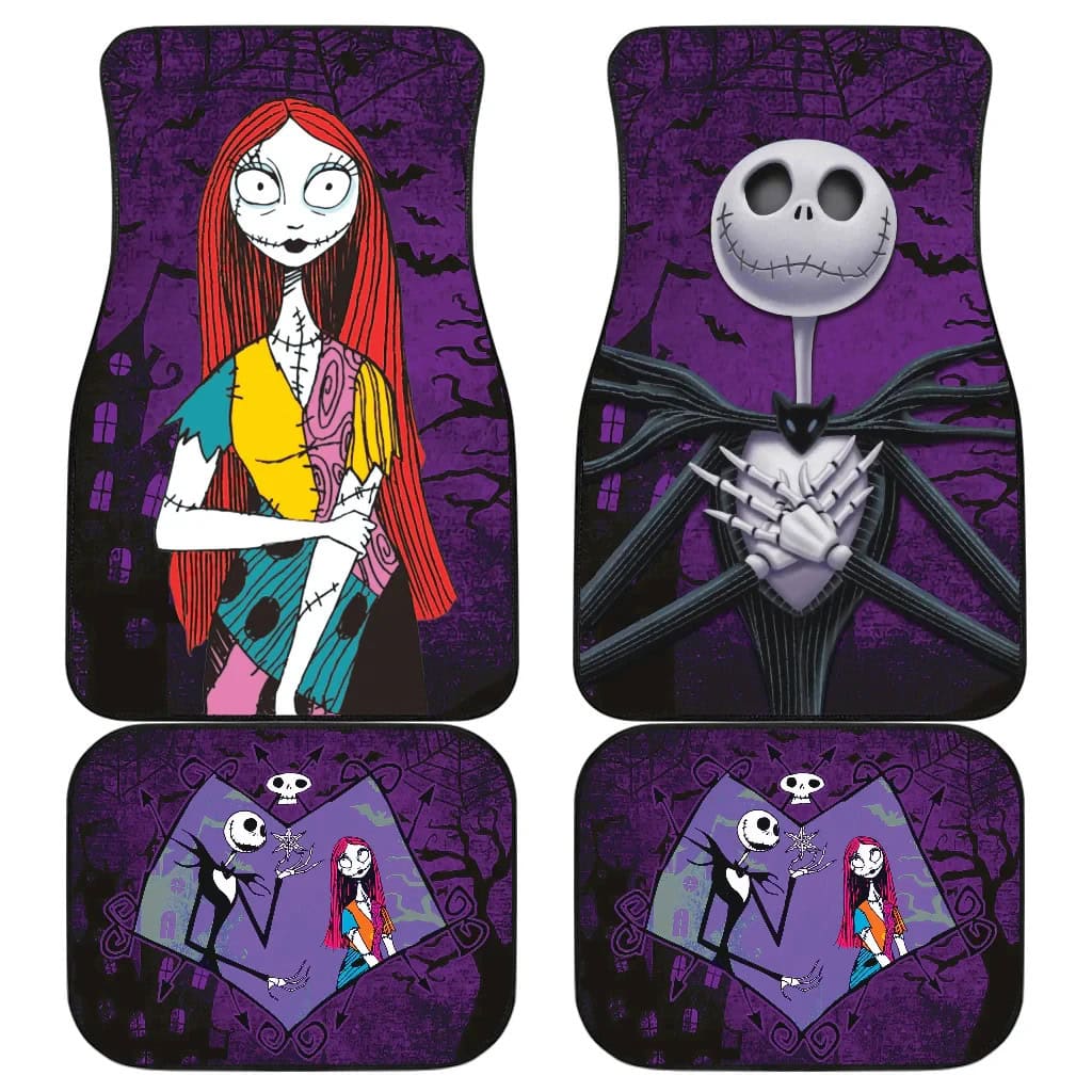 Jack & Sally Nightmare Before Christmas Custom Car Floor Mats Universal Fit