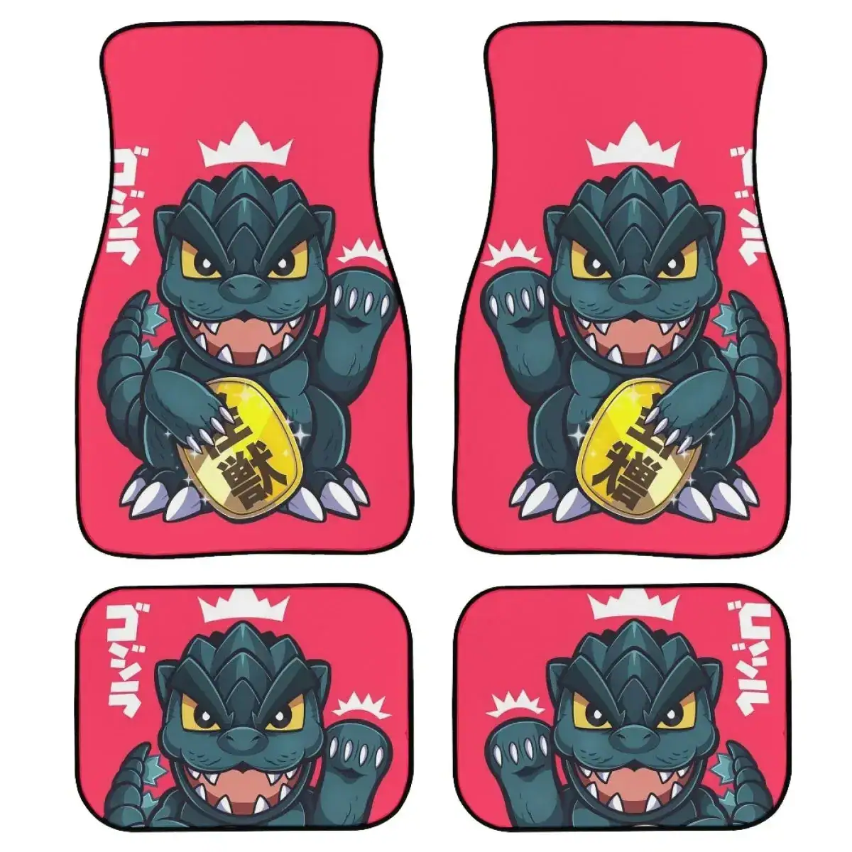 Baby Godzilla Custom Car Floor Mats Cute Monster Universal Fit Auto Accessories