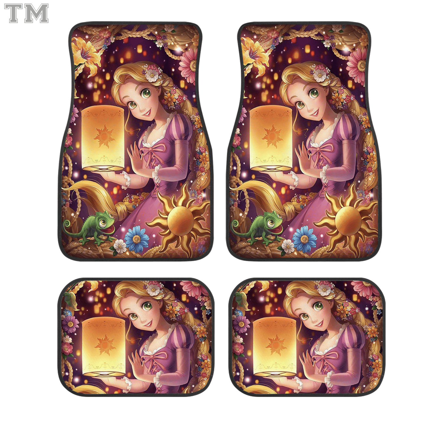 Rapunzel Tangled Car Mats Set, Magical Princess Cartoon Auto Accessories Foldable Front Windshield Sunshade UV Protection Auto Accessory for DN Fans