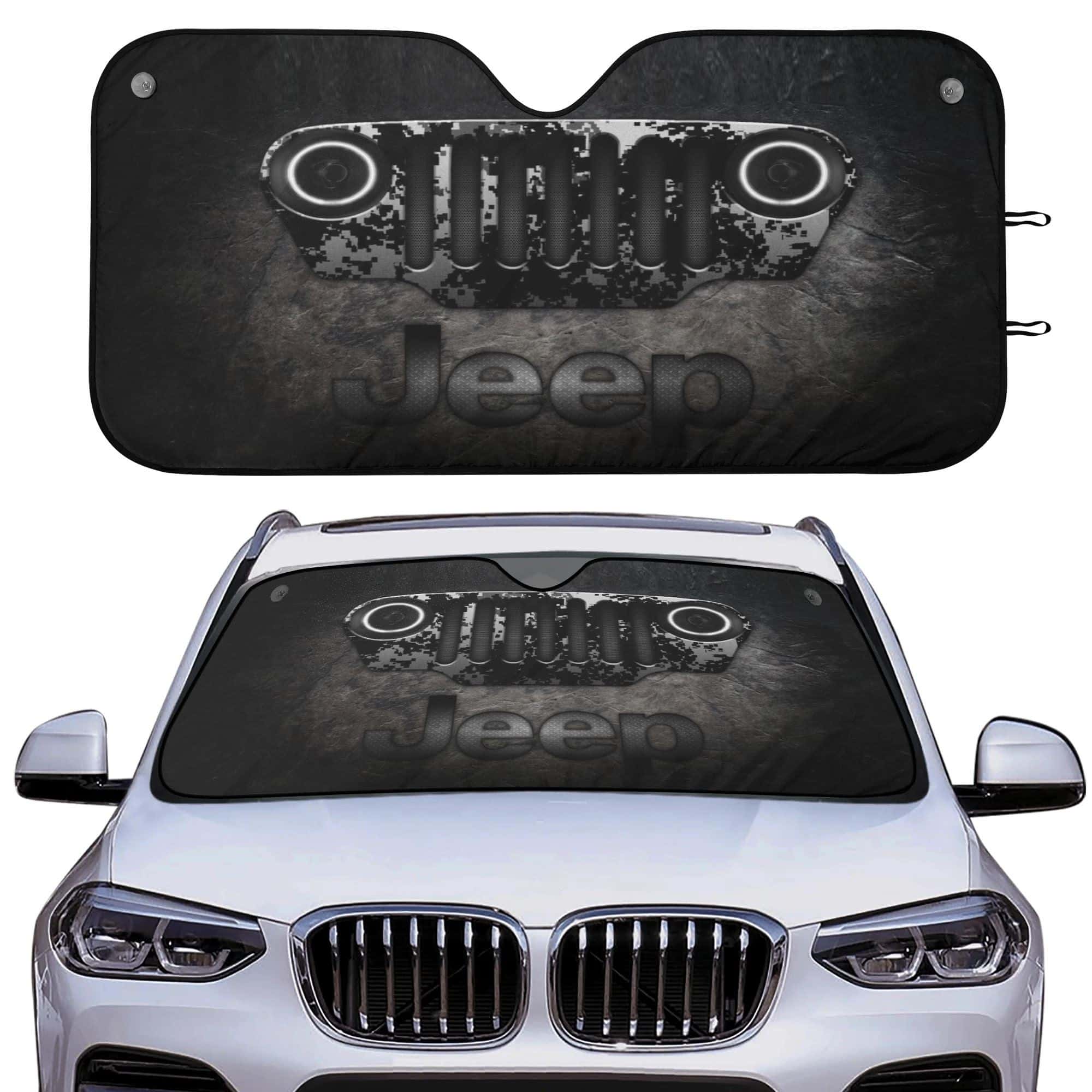 Jeep Front Windshield Sunshade Reflective UV Sun Shield Gift for Fans
