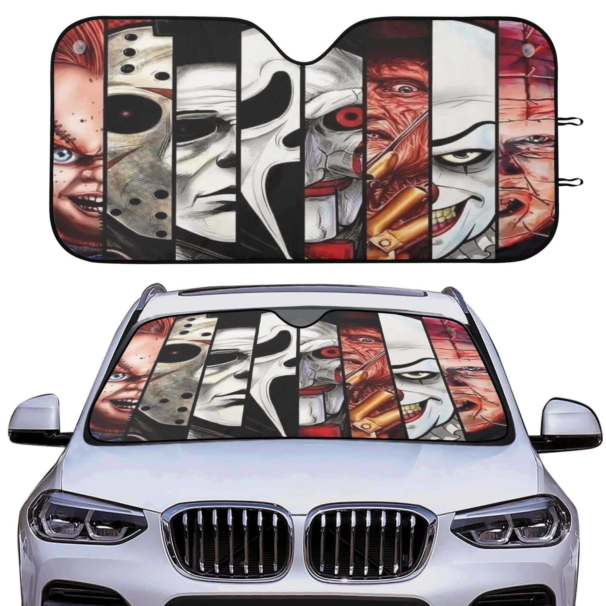 Horror Movie Universal Car Windshield Sunshade Heat Insulation UV Protector for Horror Fans