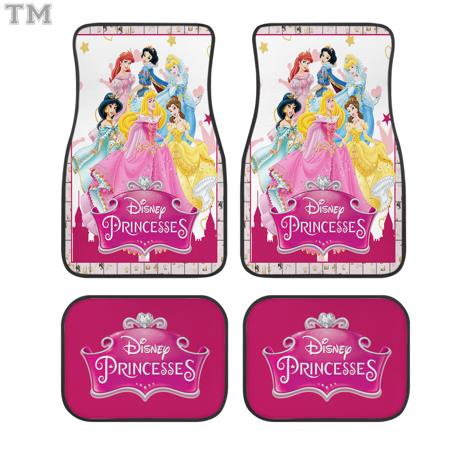 Premium DN Princess Car Floor Mats Set, Cute Fantasy Cartoon Auto Decor Foldable Car Windshield Sunshade Heat Insulation UV Block for Fans