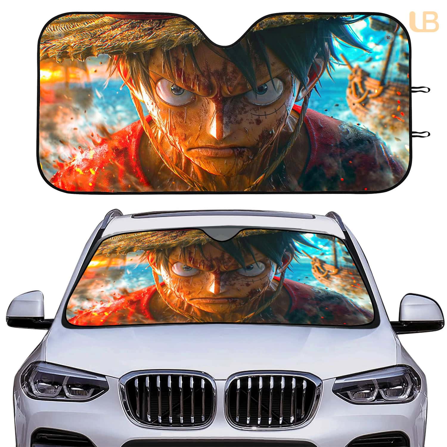 Premium One Piece Luffy Protector Cover For SUV Truck Car Windshield Sunshade UV Block Front Window Cover Gift for Anime Fans