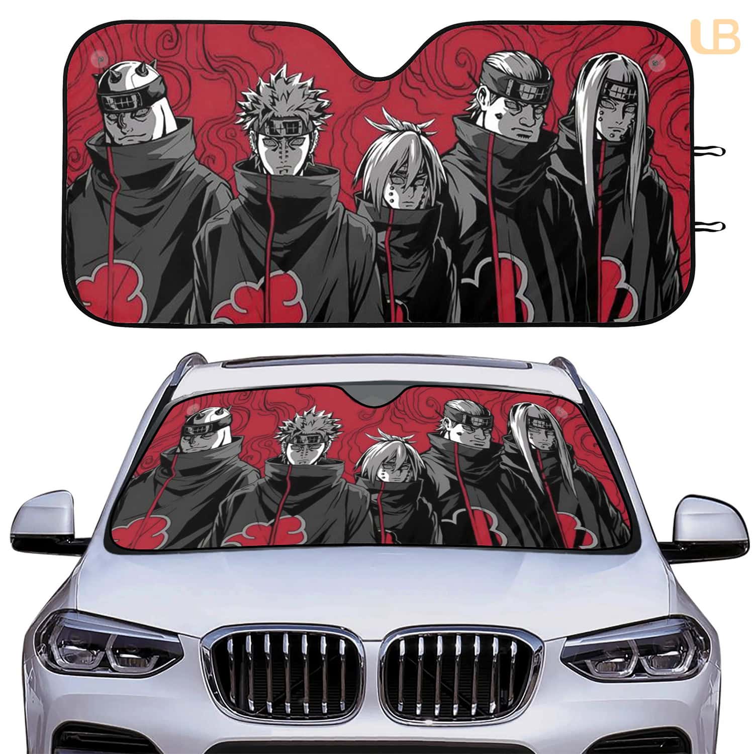 Six Paths of Pain Naruto Akatsuki Anime Cover Foldable Car Sunshade UV Heat Shield Windshield Cover for Anime Fans